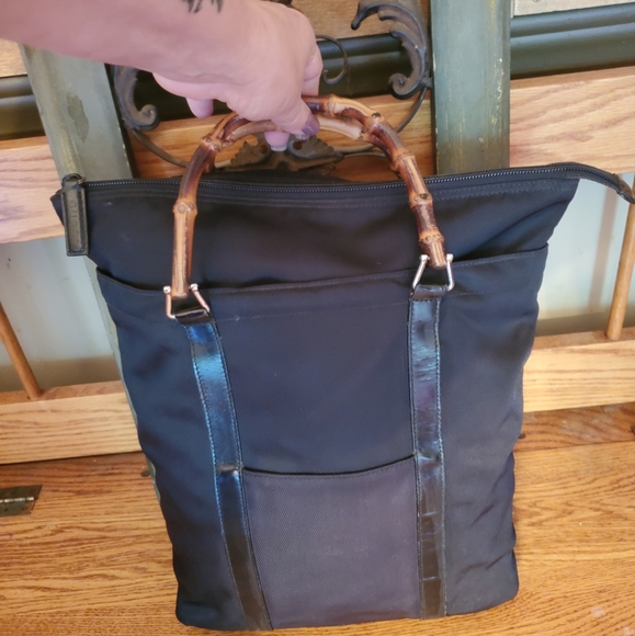 Gucci Vintage Black Nylon Bamboo Tote Bag - Picture 3 of 15